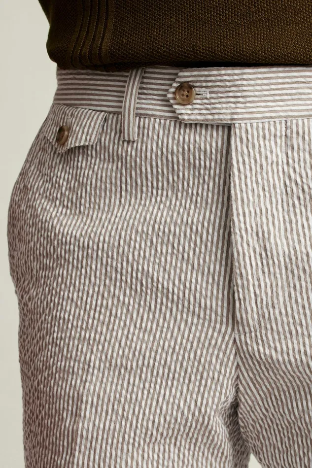 Men Jetsetter Italian Seersucker Dress Pant Khaki And White Stripe Bonobos Dress Pants