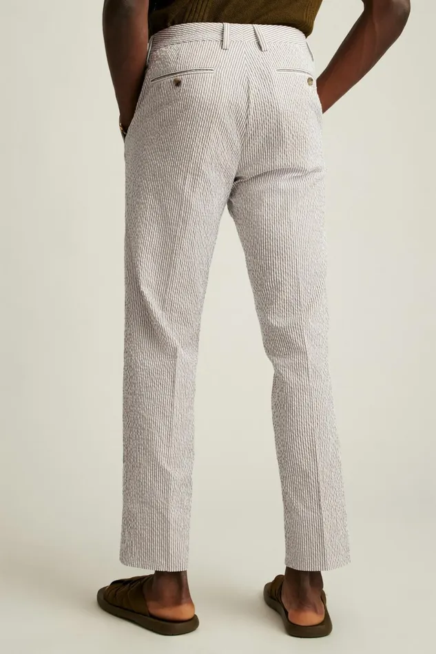 Men Jetsetter Italian Seersucker Dress Pant Khaki And White Stripe Bonobos Dress Pants
