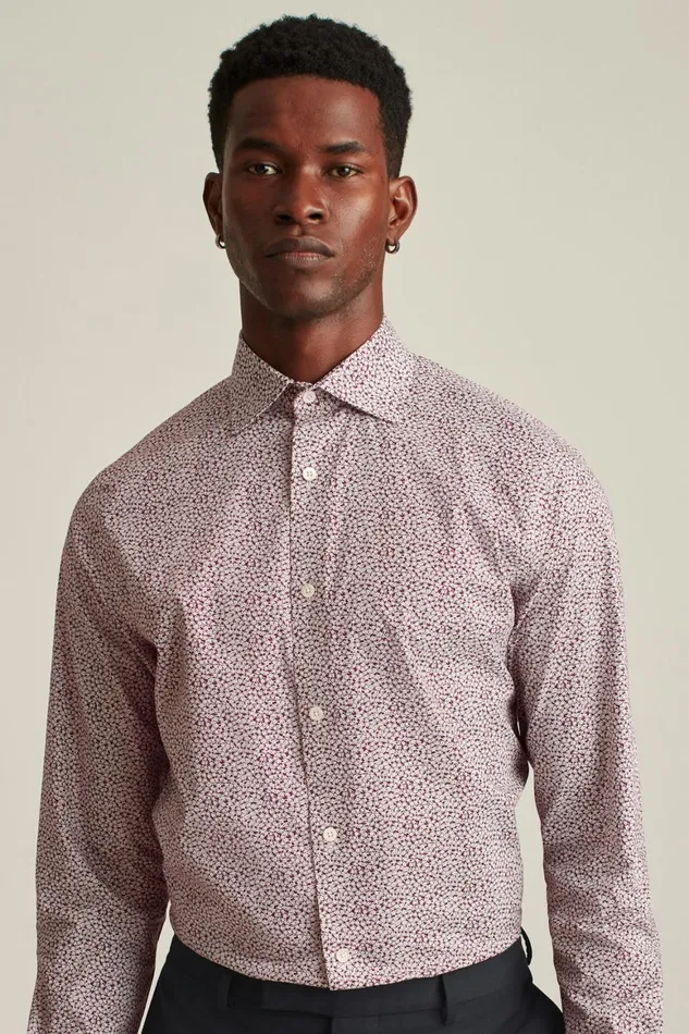 Men Jetsetter Stretch Dress Shirt Cranberry Montgomery Floral Bonobos Business Casual Shirts