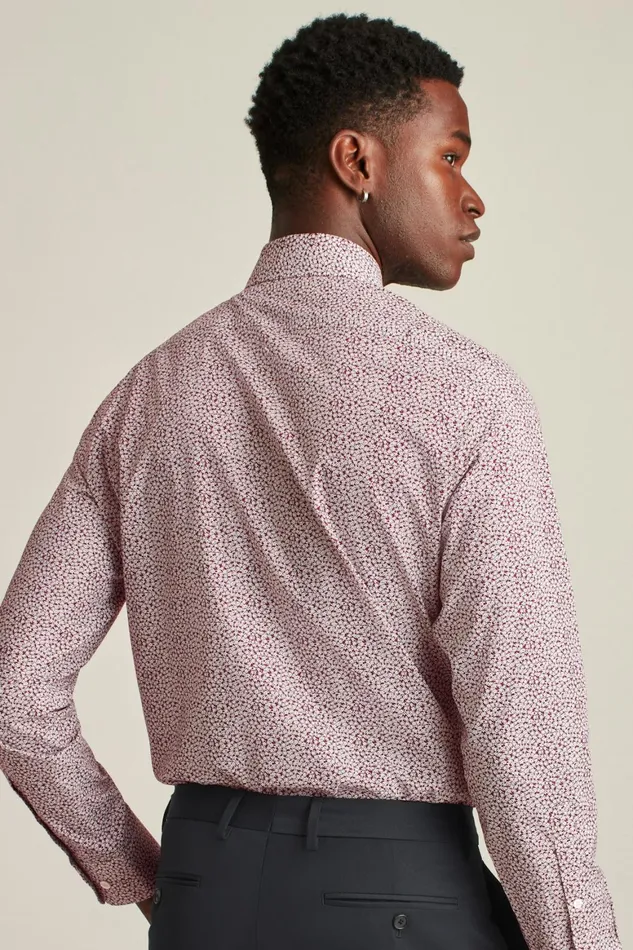 Men Jetsetter Stretch Dress Shirt Cranberry Montgomery Floral Bonobos Business Casual Shirts