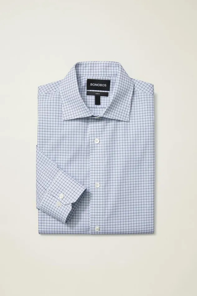 Men Jetsetter Stretch Dress Shirt Crater Lake Plaid Bonobos Business Casual Shirts