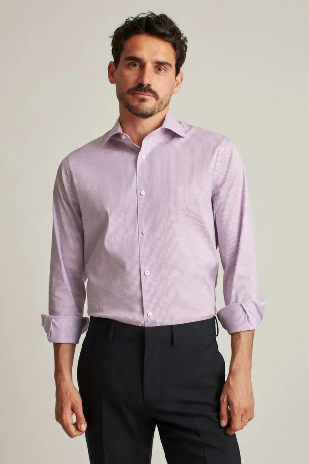 Men Jetsetter Stretch Dress Shirt Purple Mini Gingham Bonobos Business Casual Shirts
