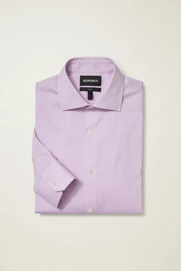 Men Jetsetter Stretch Dress Shirt Purple Mini Gingham Bonobos Business Casual Shirts