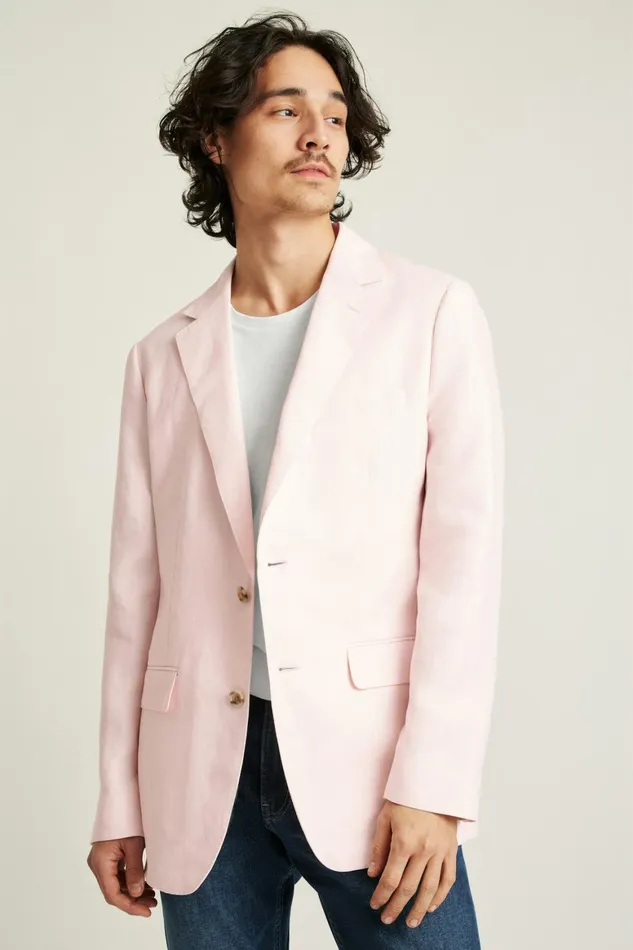 Men Jetsetter Unconstructed Blazer Pink Herringbone Bonobos Blazers and Sport Coats