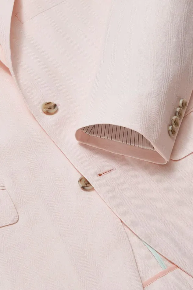 Men Jetsetter Unconstructed Blazer Pink Herringbone Bonobos Blazers and Sport Coats