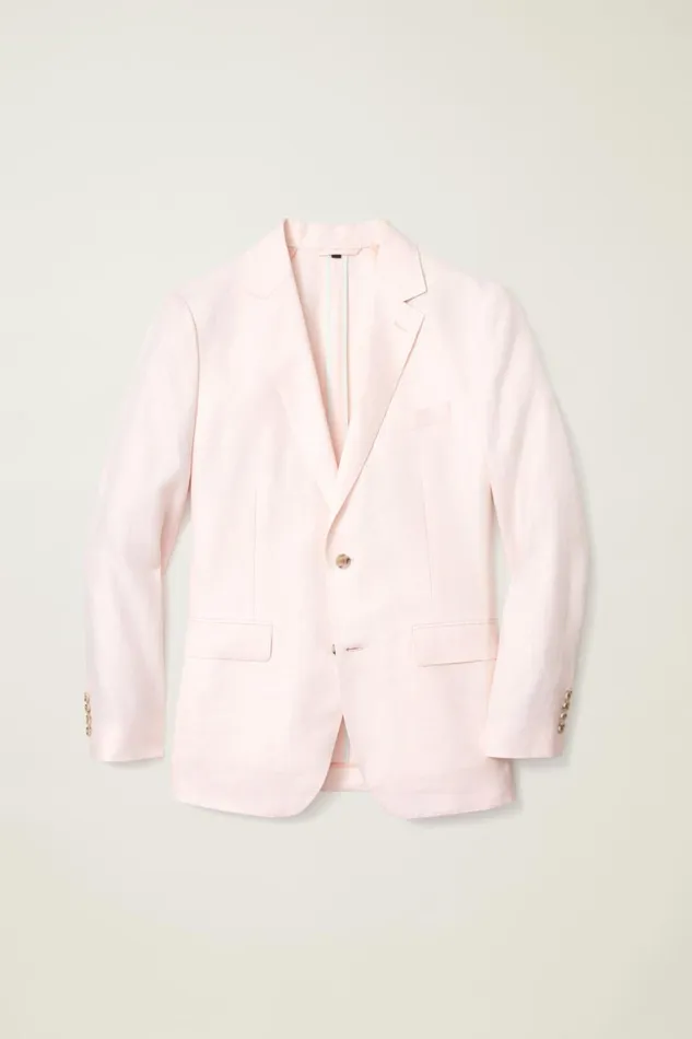 Men Jetsetter Unconstructed Blazer Pink Herringbone Bonobos Blazers and Sport Coats