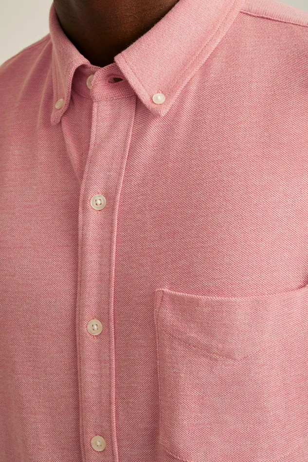 Men Knit Oxford Short Sleeve Shirt Spiced Coral Bonobos Short Sleeve Shirts