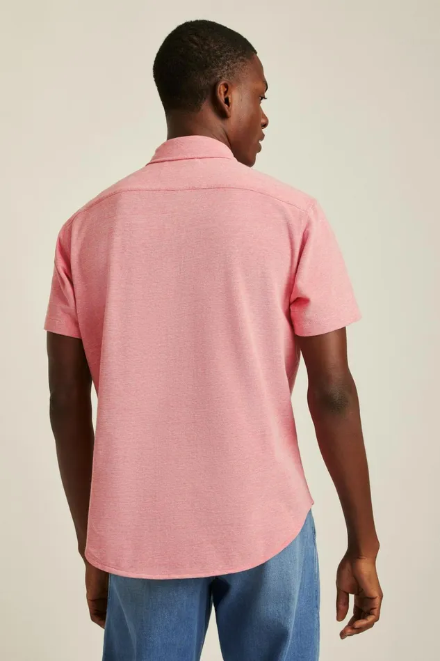 Men Knit Oxford Short Sleeve Shirt Spiced Coral Bonobos Short Sleeve Shirts