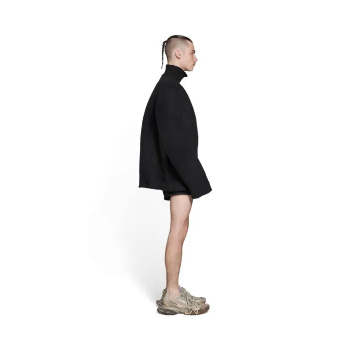 Men Knitwear Balenciaga Biker Sweater In Black