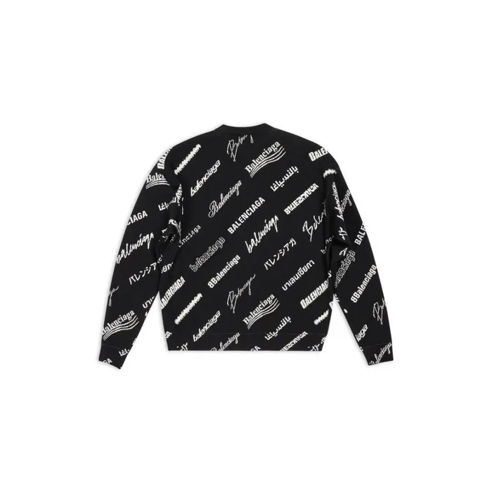 Men Knitwear Balenciaga Logomania All Over Sweater In Black