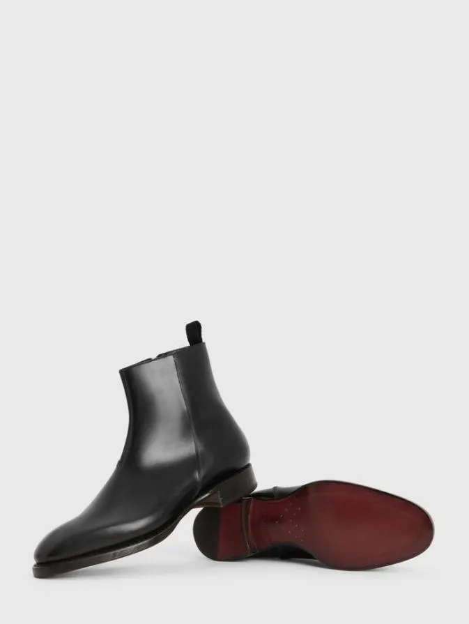 Men Leather Boots John Varvatos REGENT BOOT Black