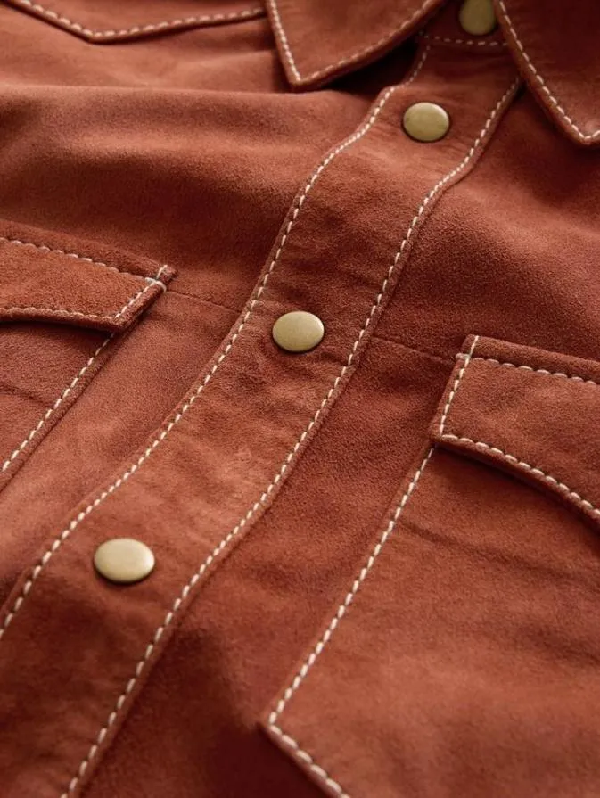 Men Leather Jackets John Varvatos MASON SHIRT JACKET Burnt Clay