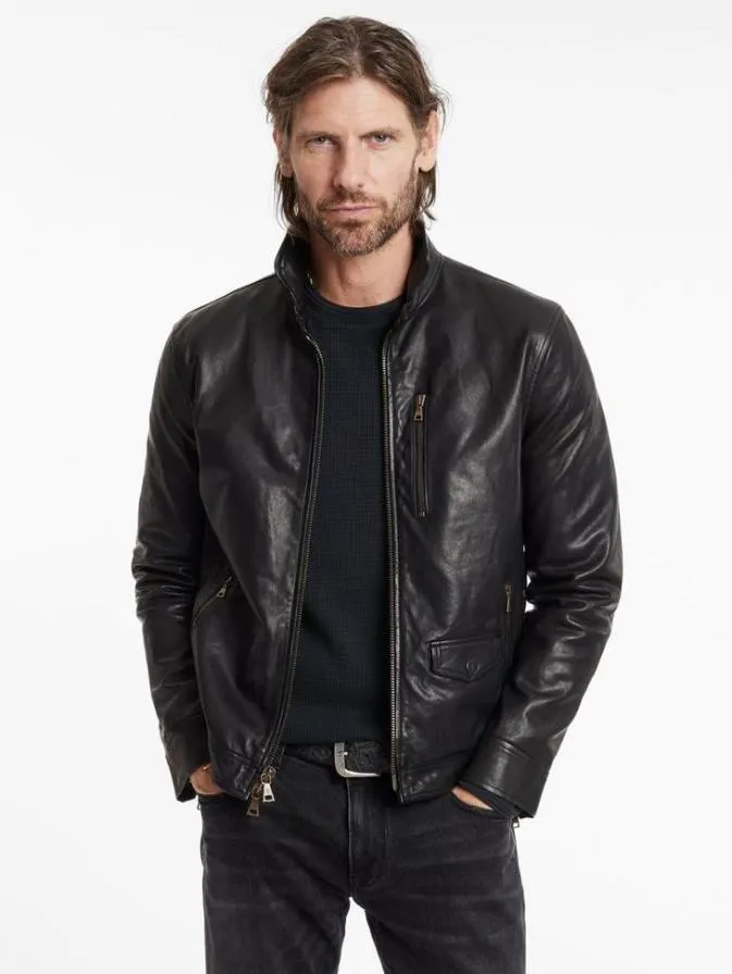 Men Leather Jackets John Varvatos YORK JACKET Black