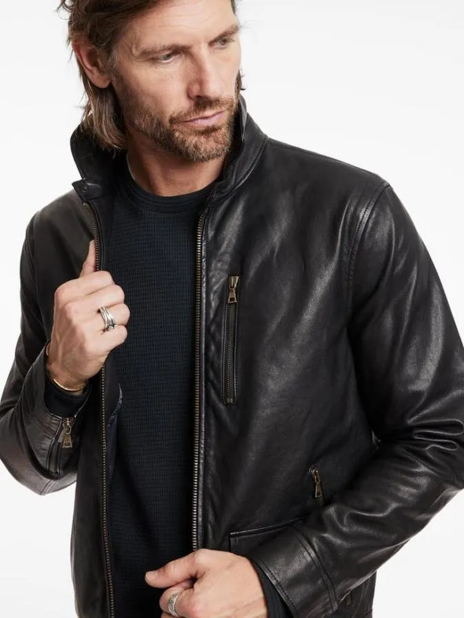 Men Leather Jackets John Varvatos YORK JACKET Black