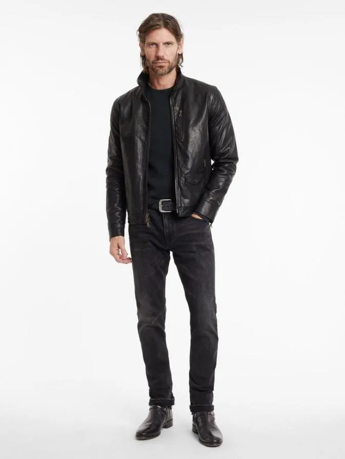 Men Leather Jackets John Varvatos YORK JACKET Black