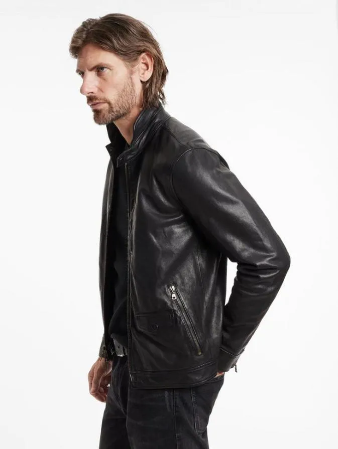 Men Leather Jackets John Varvatos YORK JACKET Black