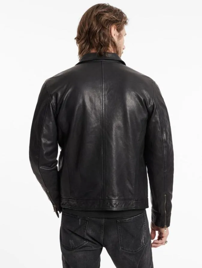 Men Leather Jackets John Varvatos YORK JACKET Black