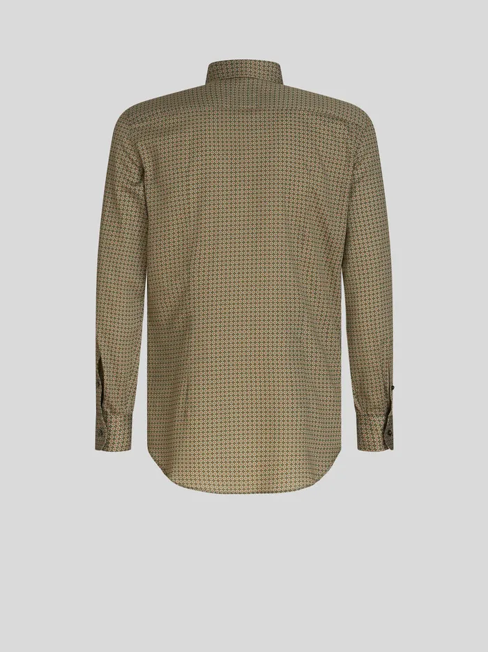 Men Micro Geometric Print Cotton Shirt Etro Shirts