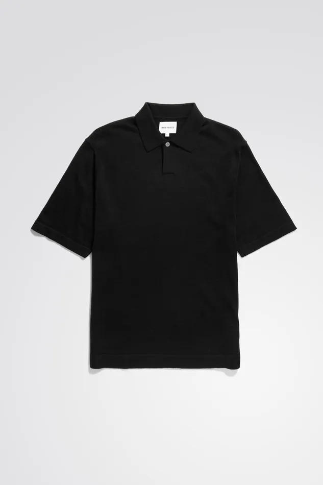 Men Norse Projects Knitwear Jon Tech Merino SS Polo Black