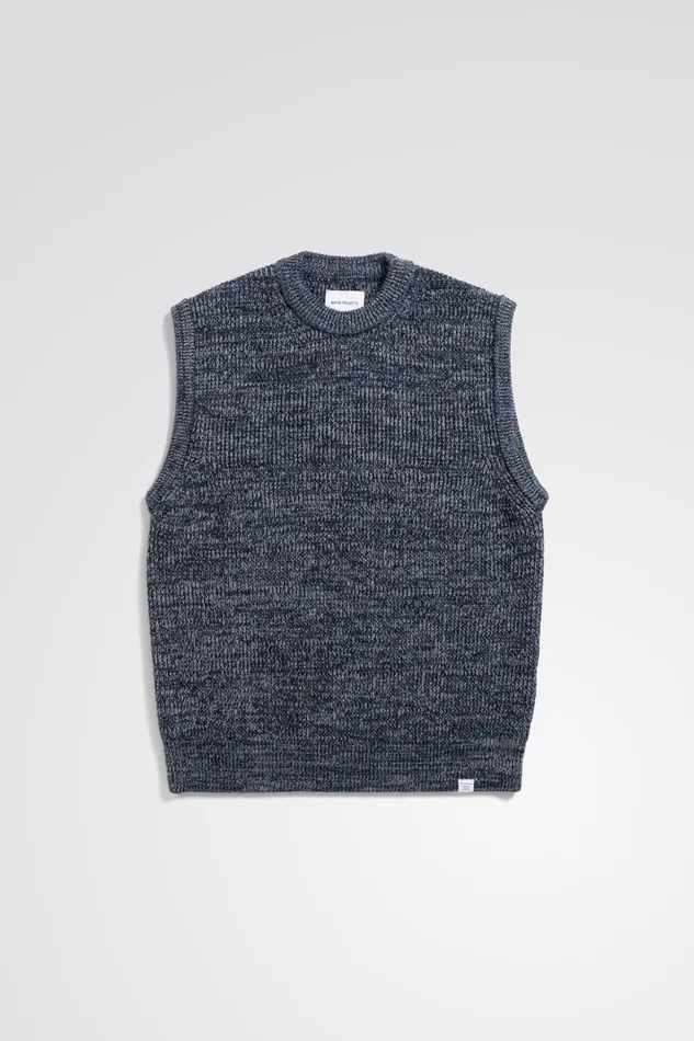 Men Norse Projects Knitwear Manfred Wool Cotton Rib Vest Scoria Blue