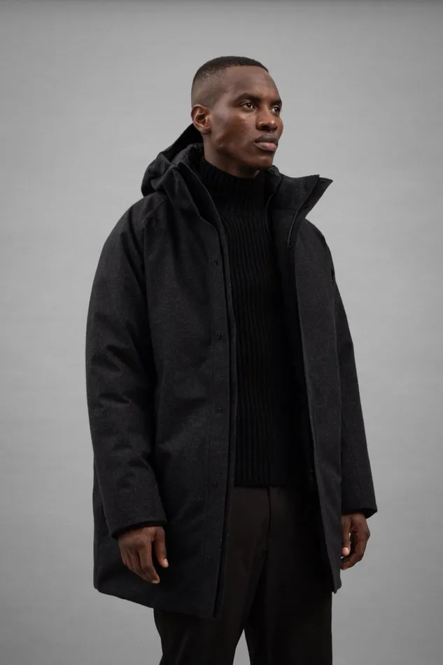 Men Norse Projects Outerwear Rokkvi 60 GoreTex Wool Down Jacket Charcoal Melange