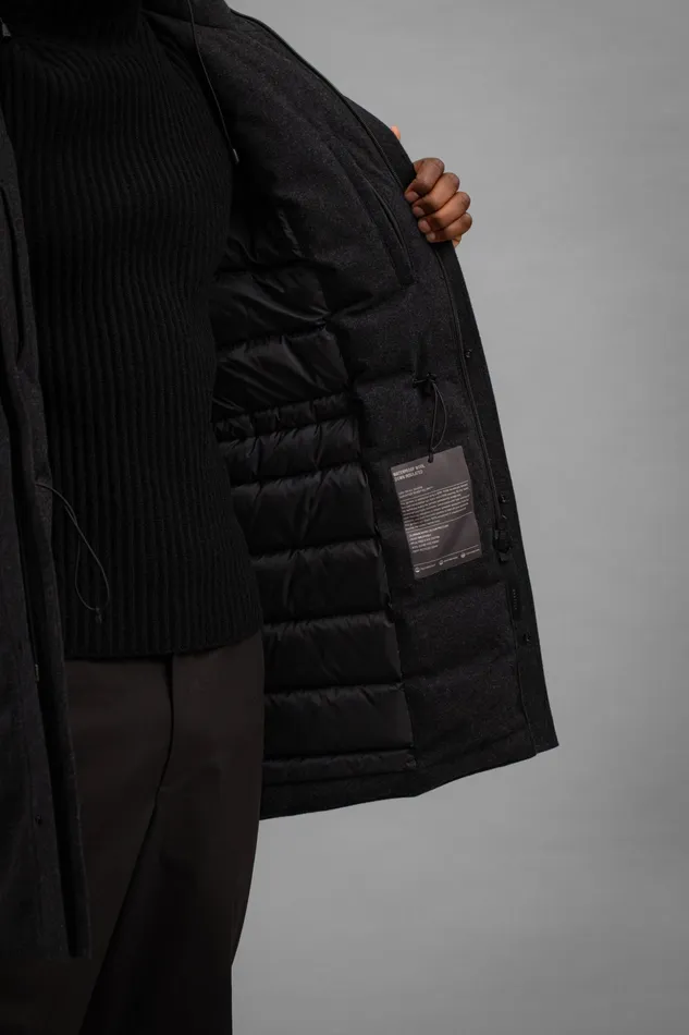 Men Norse Projects Outerwear Rokkvi 60 GoreTex Wool Down Jacket Charcoal Melange