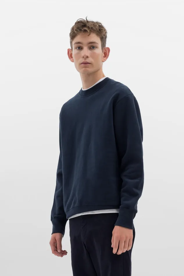 Men Norse Projects Sweatshirts Organic Brushed Cotton Sweatshirt Dark Navy