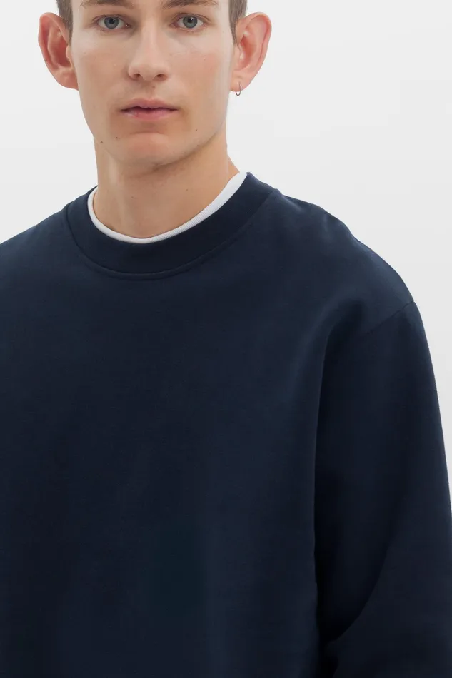 Men Norse Projects Sweatshirts Organic Brushed Cotton Sweatshirt Dark Navy
