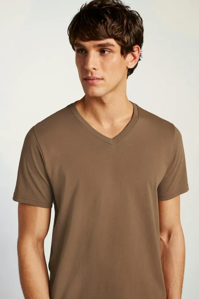 Men Organic Cotton VNeck Tee Milk Chocolate Bonobos Short Sleeve Tees