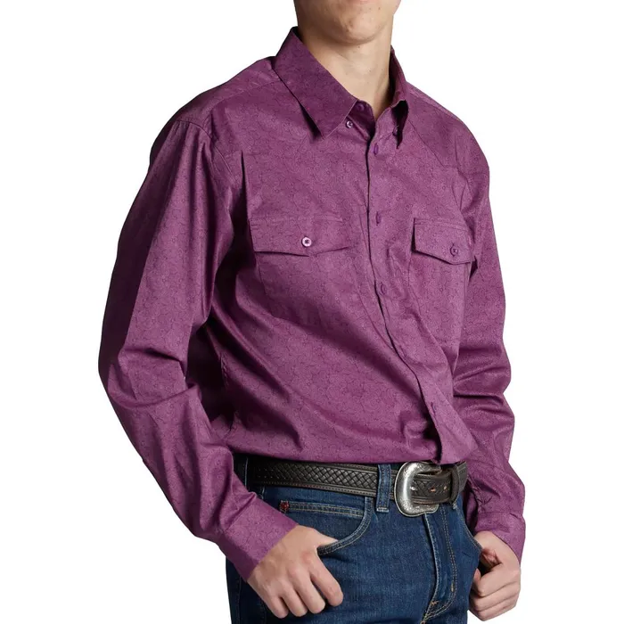 MEN Paisley Button Down Plum Paisley Justin Boots Shirts