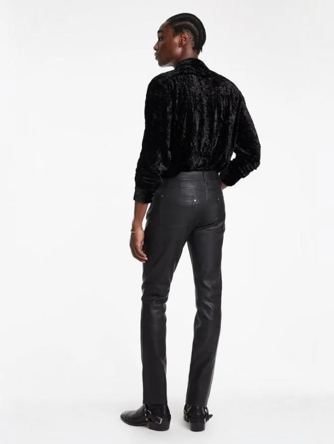 Men Pants John Varvatos THE ROCKER LEATHER PANTS Black