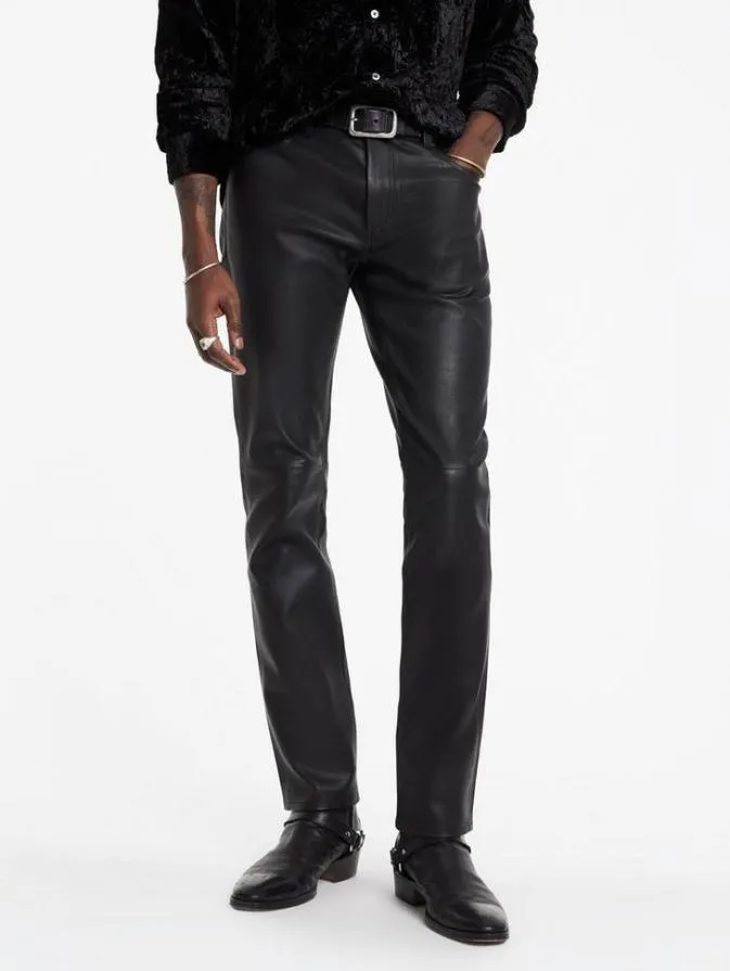 Men Pants John Varvatos THE ROCKER LEATHER PANTS Black