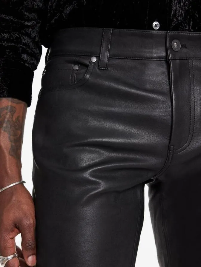 Men Pants John Varvatos THE ROCKER LEATHER PANTS Black