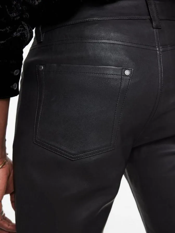 Men Pants John Varvatos THE ROCKER LEATHER PANTS Black