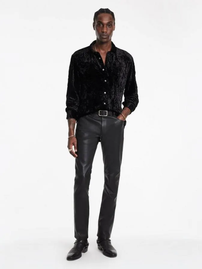 Men Pants John Varvatos THE ROCKER LEATHER PANTS Black