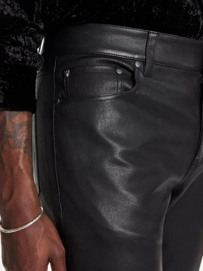Men Pants John Varvatos THE ROCKER LEATHER PANTS Black