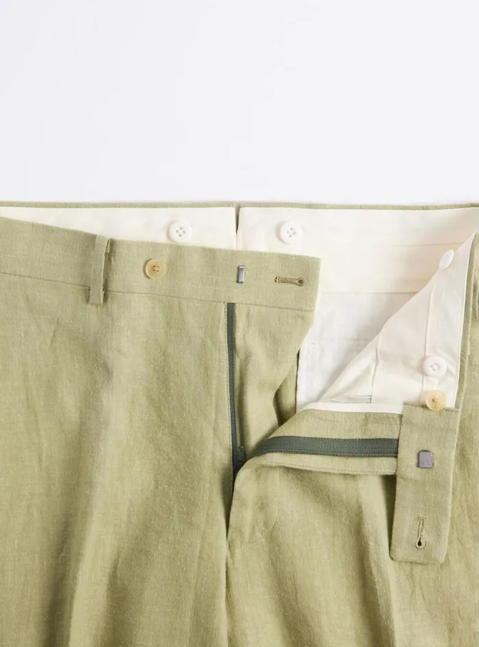Men Paul Stuart Dress Pants Soft Linen Canvas Dress Trouser Pistachio