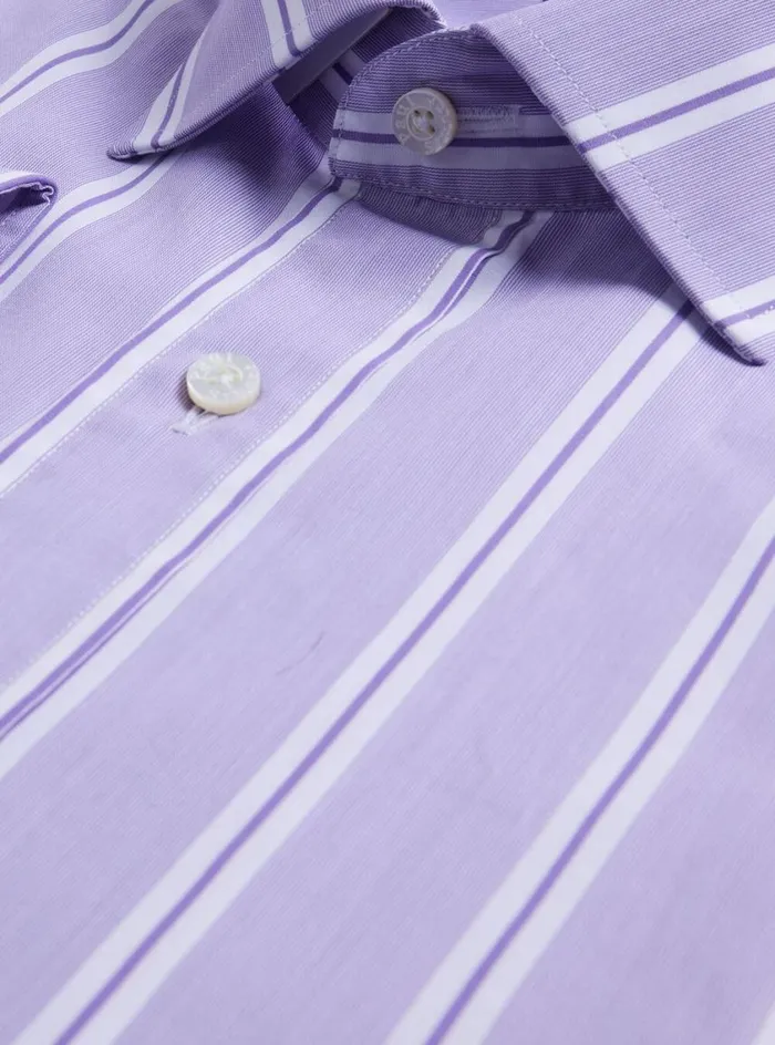 Men Paul Stuart Dress Shirts Stripe Slim Fit Dress Shirt Purple