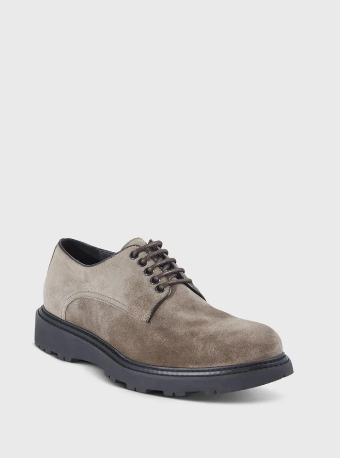 Men Paul Stuart Laceups and Oxfords Baylor Suede Lace Up Derby Taupe