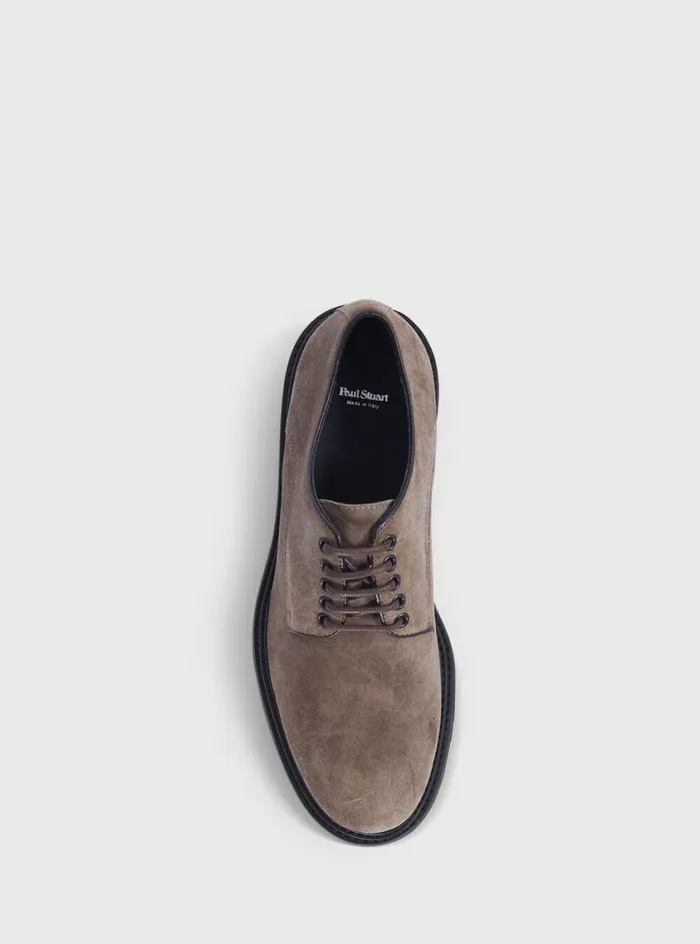 Men Paul Stuart Laceups and Oxfords Baylor Suede Lace Up Derby Taupe