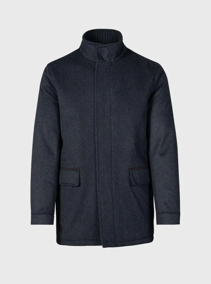 Men Paul Stuart Outerwear Cashmere Car Coat Charcoal