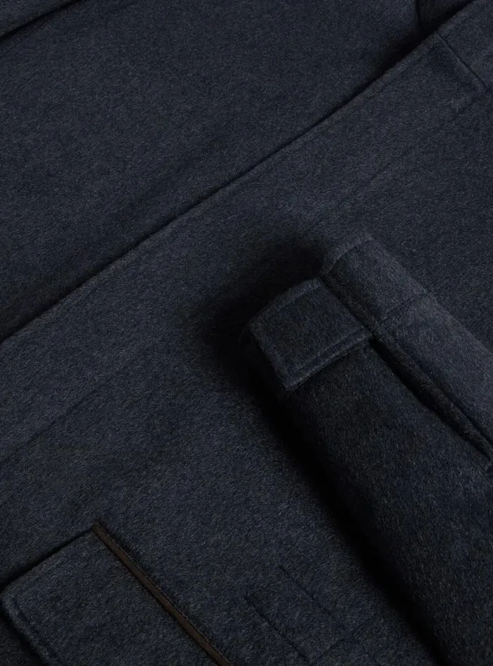 Men Paul Stuart Outerwear Cashmere Car Coat Charcoal