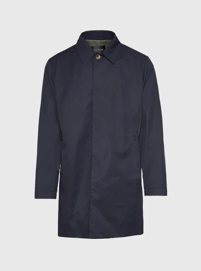 Men Paul Stuart Outerwear Tailored Fit Raincoat Navy