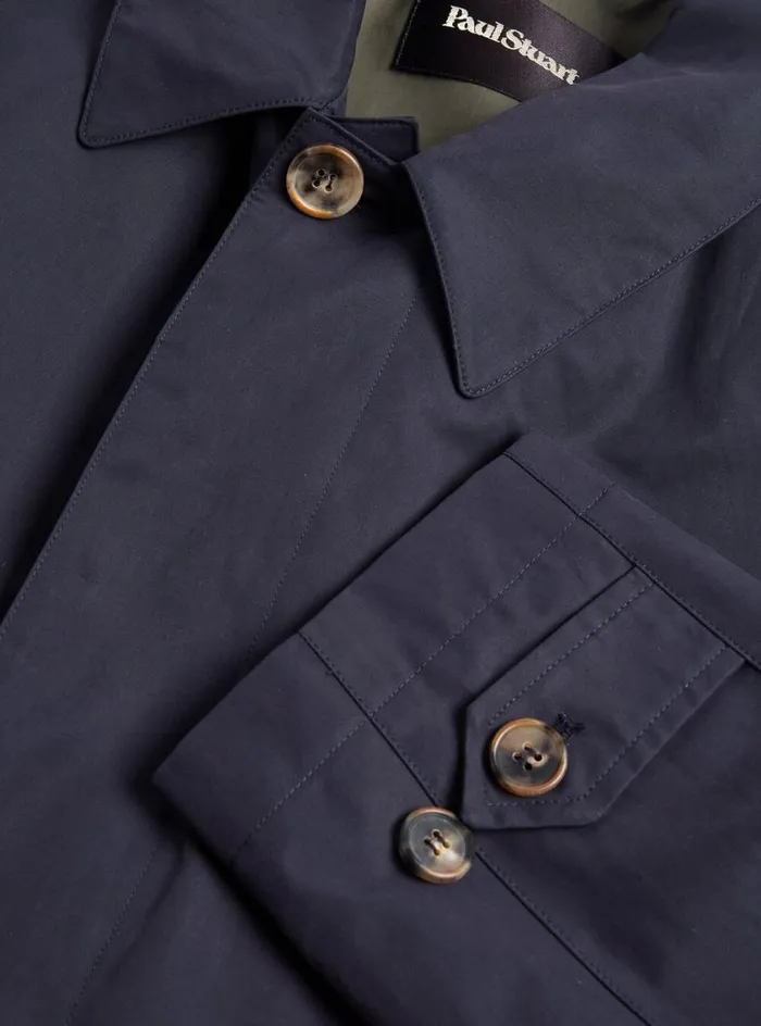 Men Paul Stuart Outerwear Tailored Fit Raincoat Navy