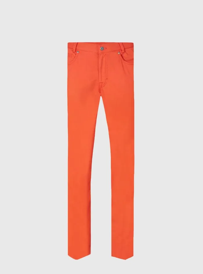 Men Paul Stuart Pants Five Pocket Satin Finish Cotton Pant Bright Red