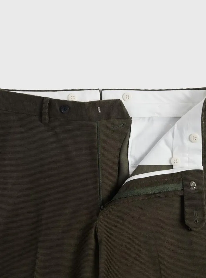 Men Paul Stuart Pants James Horizontal Corduroy Trouser Dark Olive
