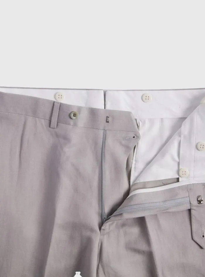 Men Paul Stuart Pants LinenSilk Solid Dress Trouser Grey