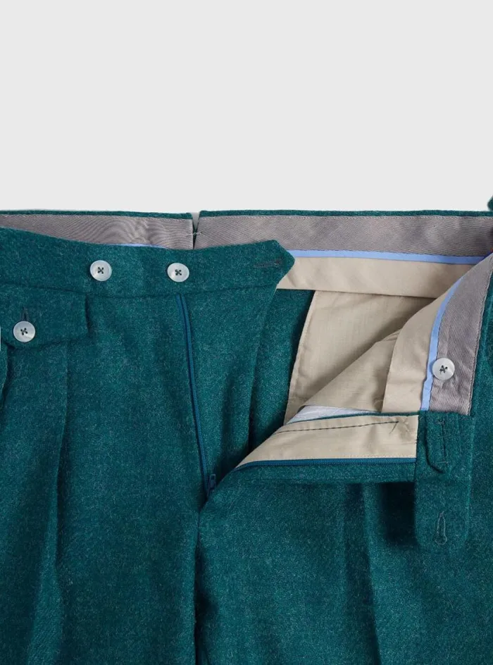 Men Paul Stuart Pants Shetland Wool French Pleat Trouser Teal