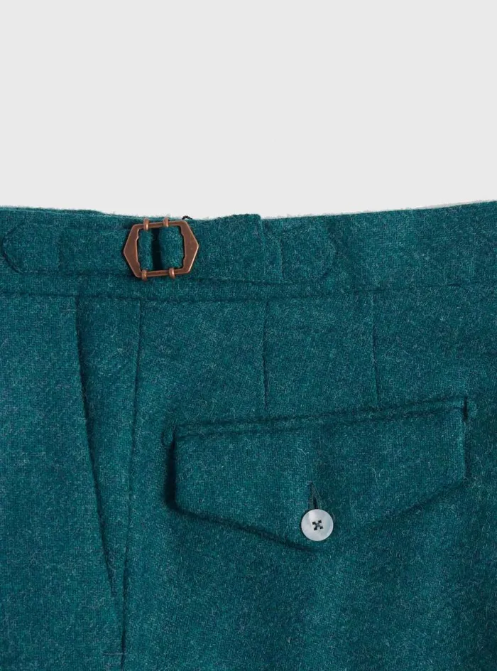 Men Paul Stuart Pants Shetland Wool French Pleat Trouser Teal