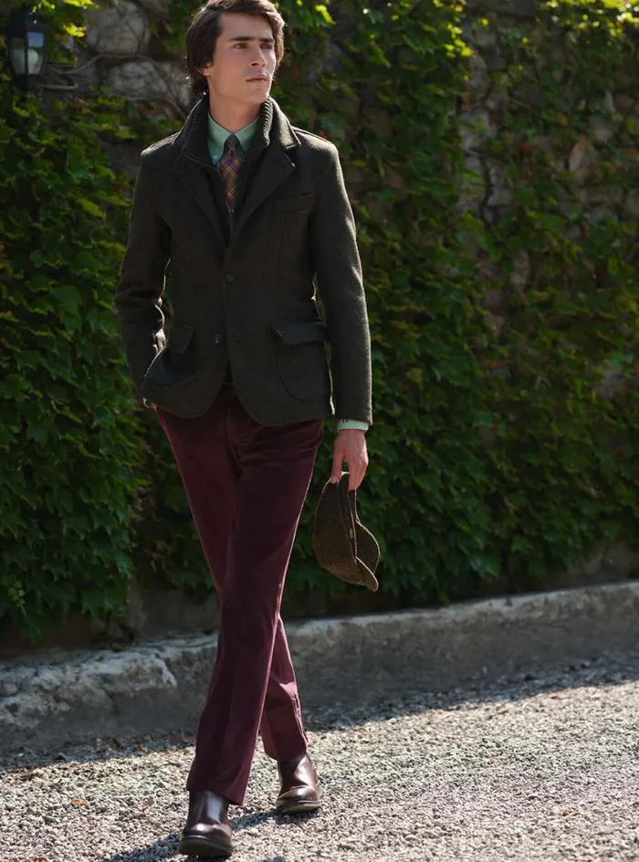 Men Paul Stuart Pants Soft Corduroy Dress Trouser Plum